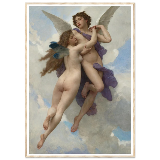 L’amour et psyché (1899) Art Print | William Bouguereau - Framed Poster - 30x40 cm / 12x16″ - Black frame