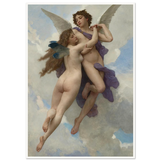 L’amour et psyché (1899) Art Print | William Bouguereau - Framed Poster - 30x40 cm / 12x16″ - Black frame