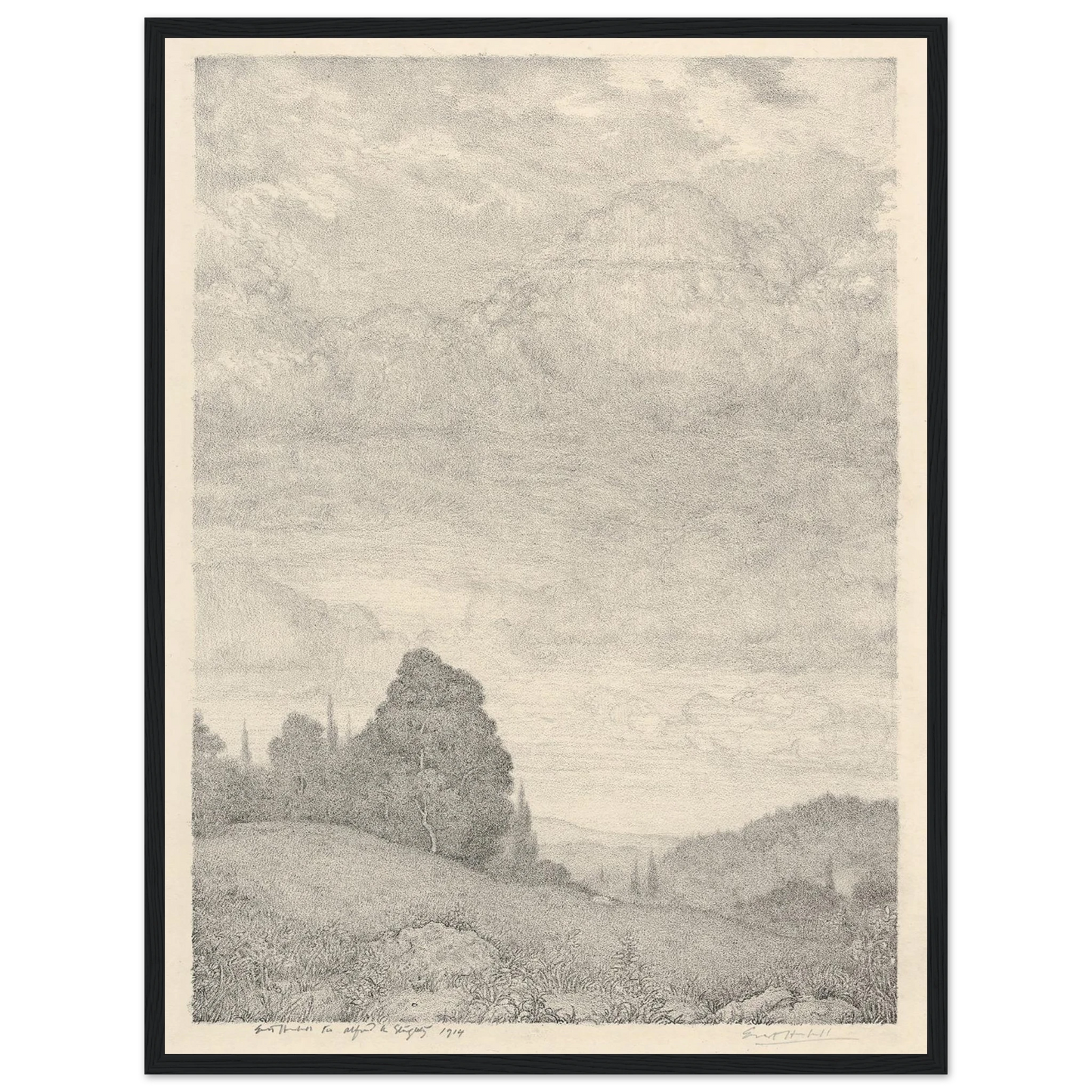 Landscape (1909) Art Print | Ernest Haskell - Framed Poster - 30x40 cm / 12x16″ - Black frame