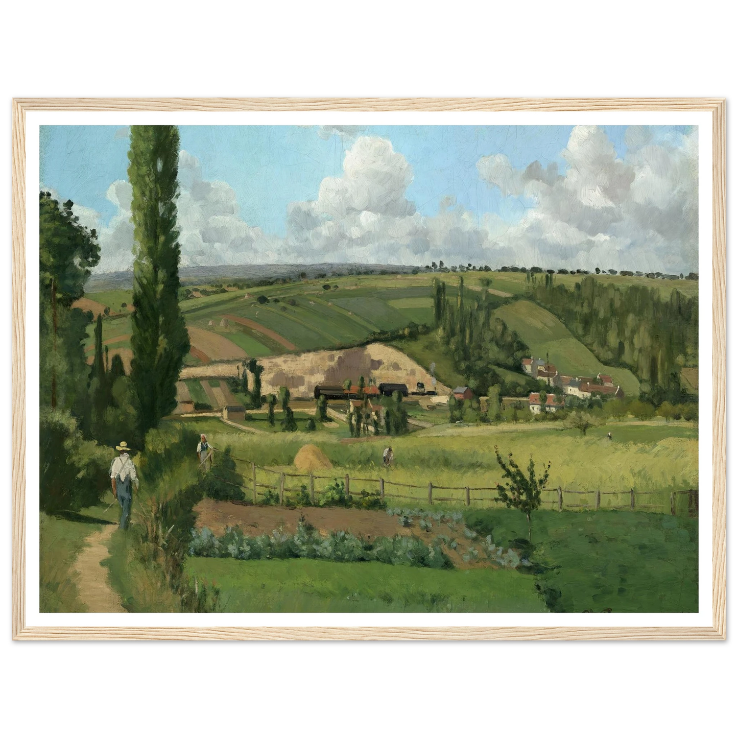 Landscape at Les Pâtis,Pontoise (1868) Art Print | Camille Pissarro - Framed Poster - 30x40 cm / 12x16″ - Black frame