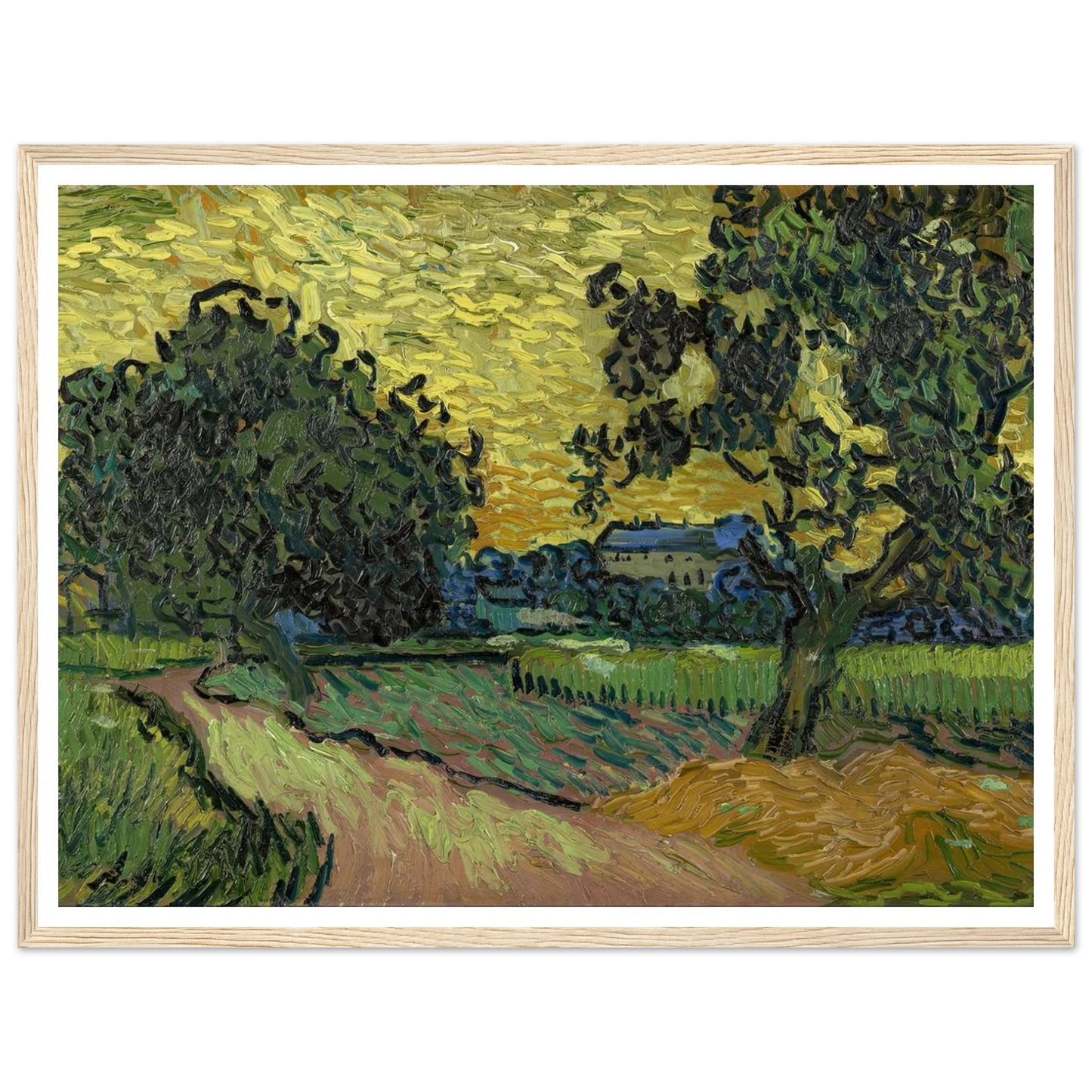 Landscape at twilight (1890) Art Print | Vincent van Gogh - Framed Poster - 30x40 cm / 12x16″ - Black frame