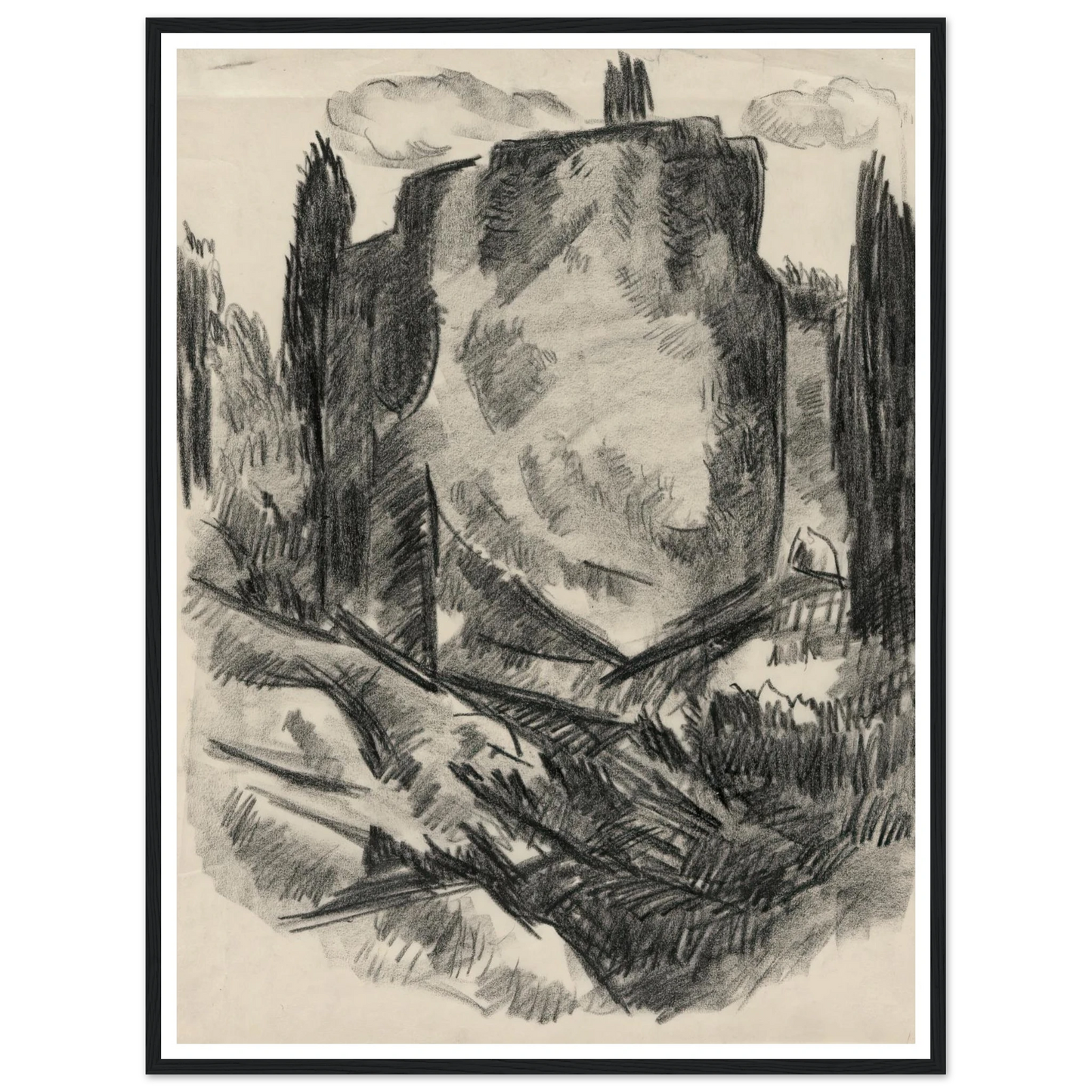 Landscape (early to mid-20th century) Art Print | Marsden Hartley - Framed Poster - 30x40 cm / 12x16″ - Black frame