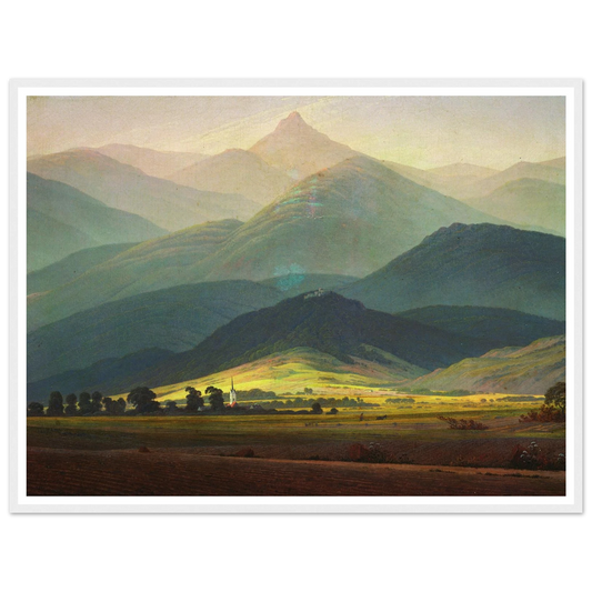 Landscape in the Riesengebirge Art Print | Caspar David Friedrich - Framed Poster - 30x40 cm / 12x16″ - Black frame