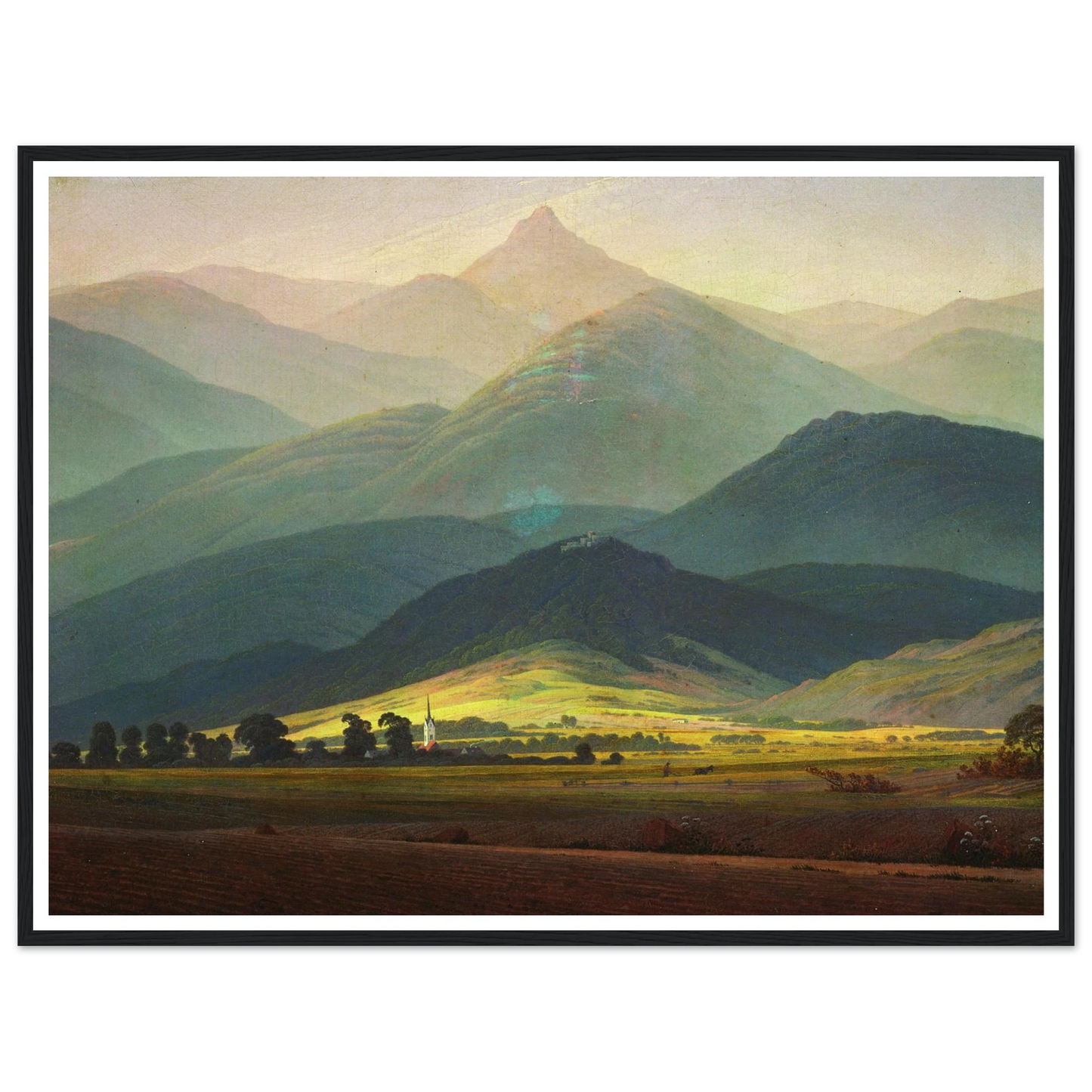 Landscape in the Riesengebirge Art Print | Caspar David Friedrich - Framed Poster - 30x40 cm / 12x16″ - Black frame