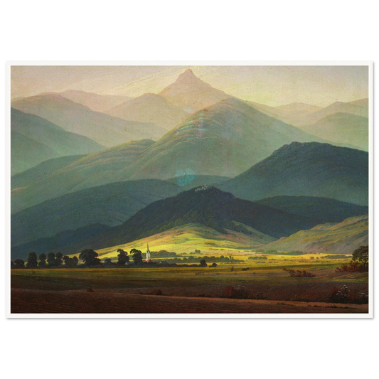 Landscape in the Riesengebirge Art Print | Caspar David Friedrich - Framed Poster - 30x40 cm / 12x16″ - Black frame