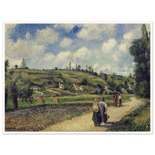 Landscape near Pontoise, the Auvers Road (1881) Art Print | Camille Pissarro - Framed Poster - 30x40 cm / 12x16″ - Black frame