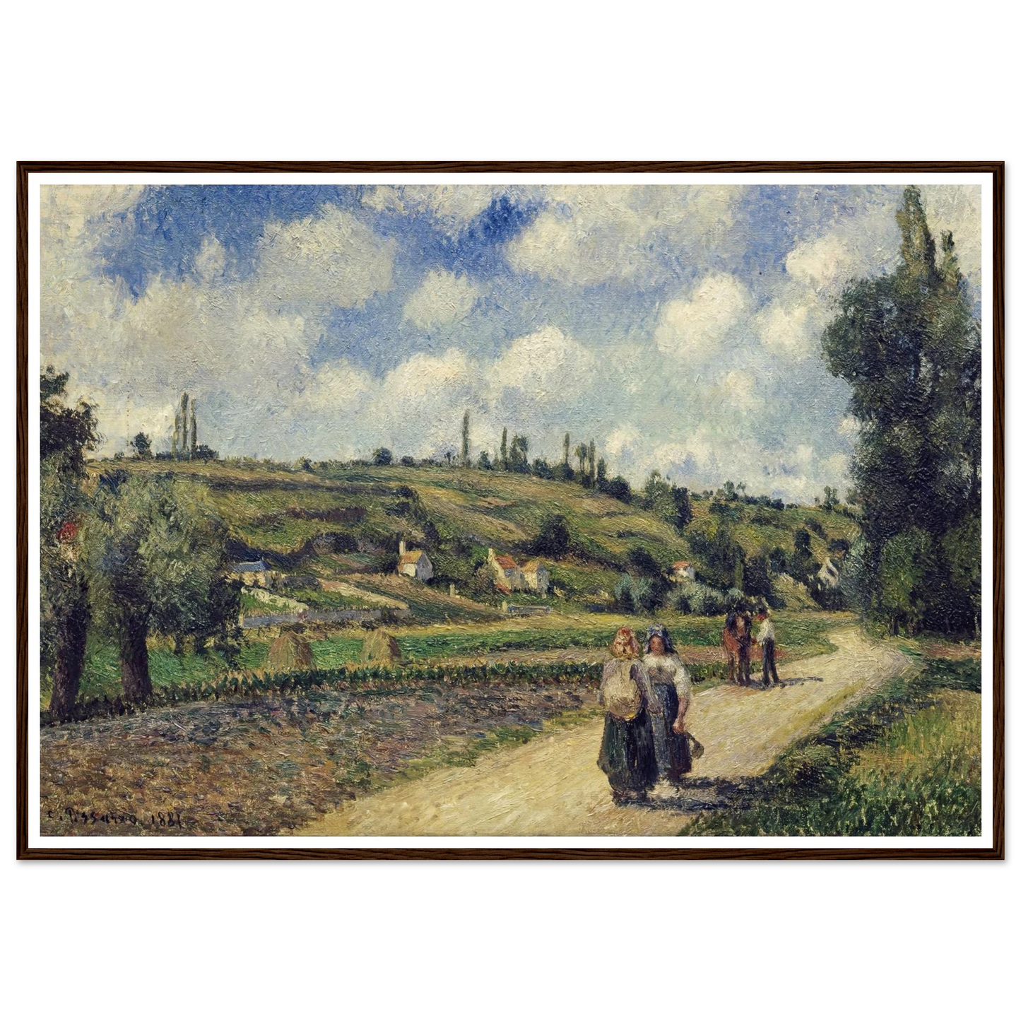 Landscape near Pontoise, the Auvers Road (1881) Art Print | Camille Pissarro - Framed Poster - 30x40 cm / 12x16″ - Black frame