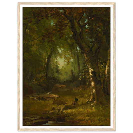 Landscape With Huntsman (1859) Art Print | George Inness - Framed Poster - 30x40 cm / 12x16″ - Black frame