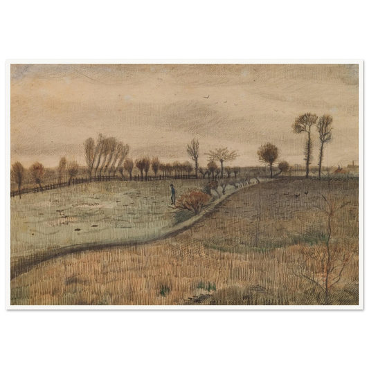 Landscape with Pollard Willows (c.1880) Art Print | Vincent van Gogh - Framed Poster - 30x40 cm / 12x16″ - Black frame