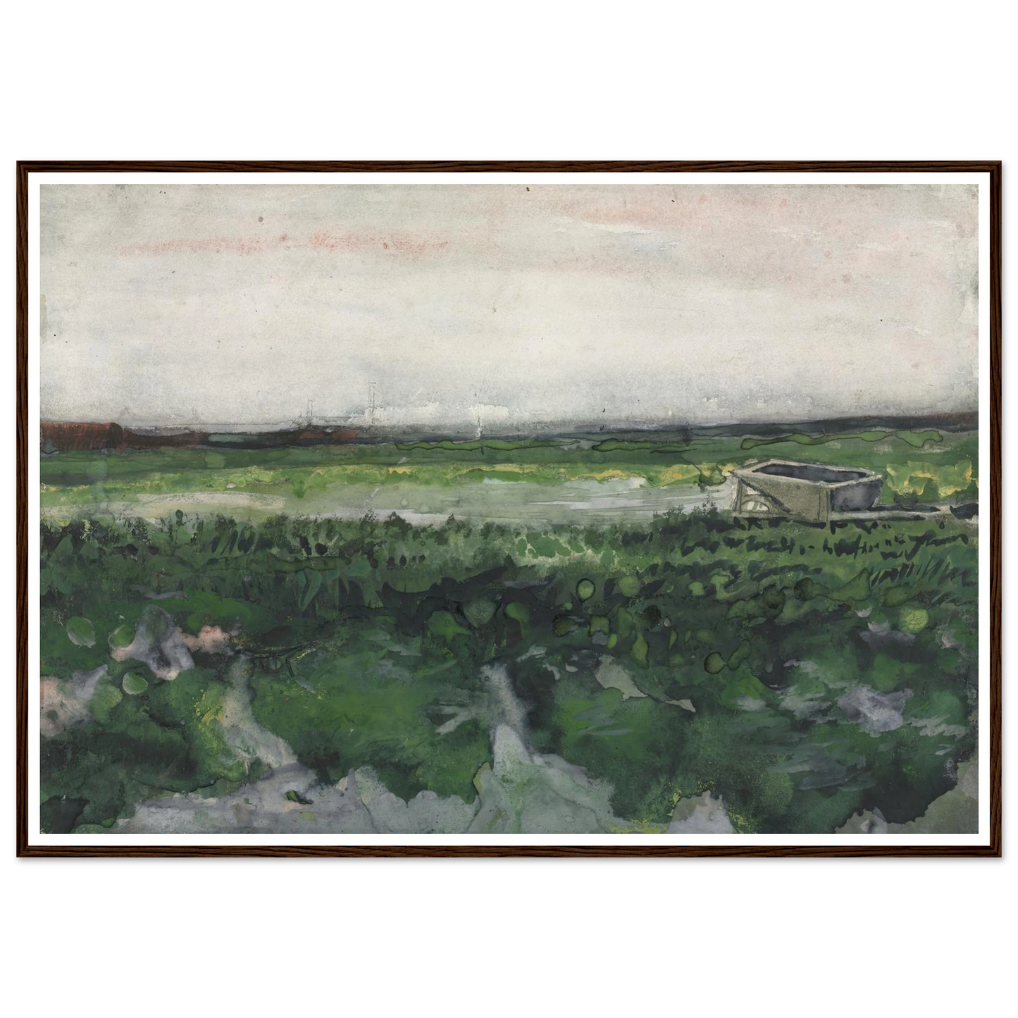 Landscape with Wheelbarrow (1883) Art Print | Vincent van Gogh - Framed Poster - 30x40 cm / 12x16″ - Black frame