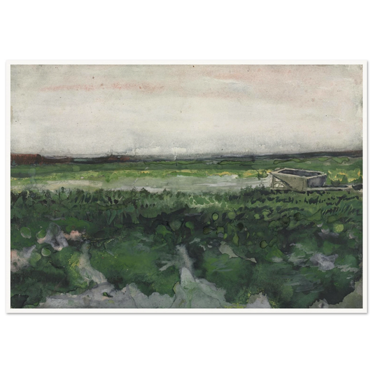 Landscape with Wheelbarrow (1883) Art Print | Vincent van Gogh - Framed Poster - 30x40 cm / 12x16″ - Black frame