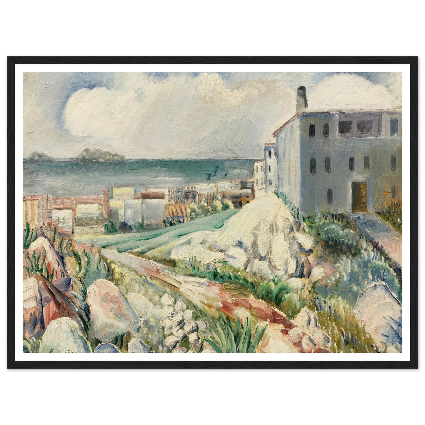 Landschaft bei Marseille (1930) Art Print | Paul Kleinschmidt - Framed Poster - 30x40 cm / 12x16″ - Black frame