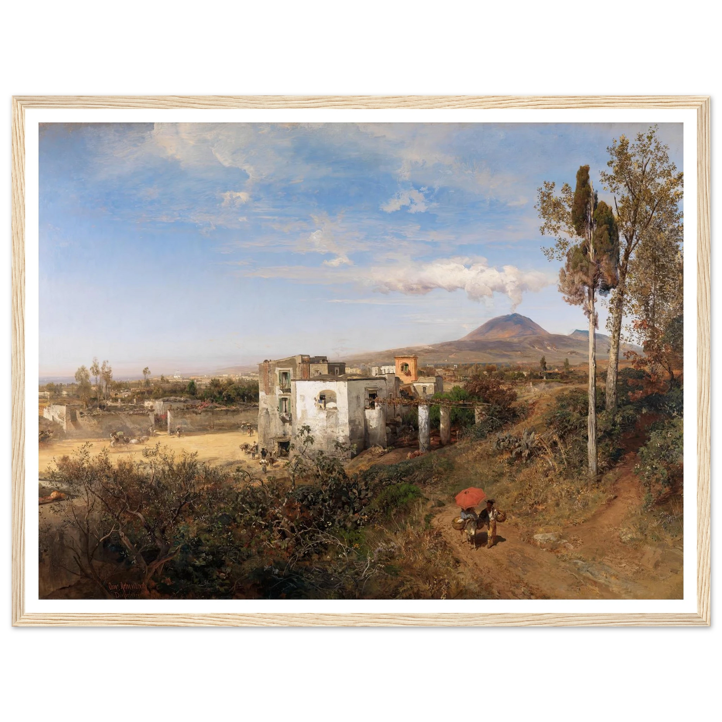 Landschaft bei Pompeji (1863) Art Print | Oswald Achenbach - Framed Poster - 30x40 cm / 12x16″ - Black frame