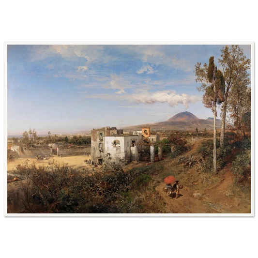 Landschaft bei Pompeji (1863) Art Print | Oswald Achenbach - Framed Poster - 30x40 cm / 12x16″ - Black frame