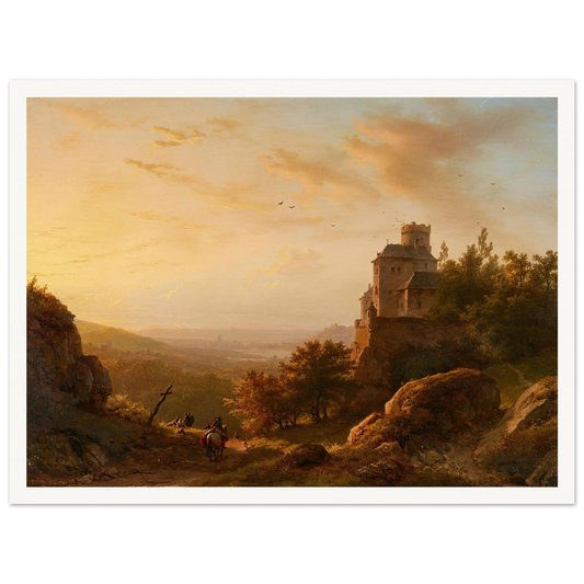 Landschaft mit Burg (1852) Art Print | Barend Cornelis Koekkoek - Framed Poster - 30x40 cm / 12x16″ - Black frame