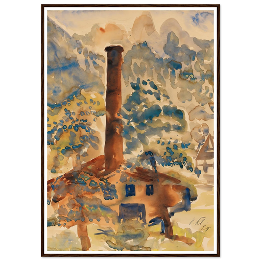 Landschaft mit Fabrik (1928) Art Print | Paul Kleinschmidt - Framed Poster - 30x40 cm / 12x16″ - Black frame
