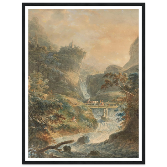 Landschaft mit reißendem Bach im Juragebirge (1790) Art Print | Peter Birmann - Framed Poster - 30x40 cm / 12x16″ - Black frame