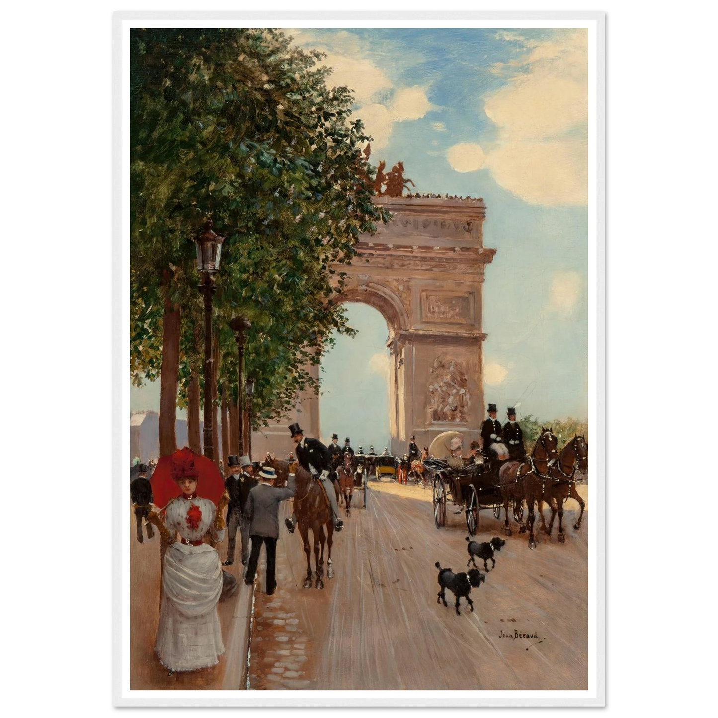 L’Arc de Triomphe, Champs-Elysées (circa 1882-85) Art Print | Jean Beraud - Framed Poster - 30x40 cm / 12x16″ - Black frame