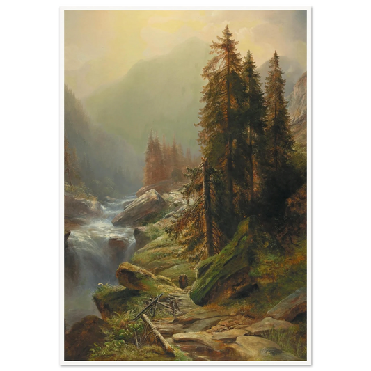 Large Mountain Landscape Art Print | Albert Zimmermann - Framed Poster - 30x40 cm / 12x16″ - Black frame