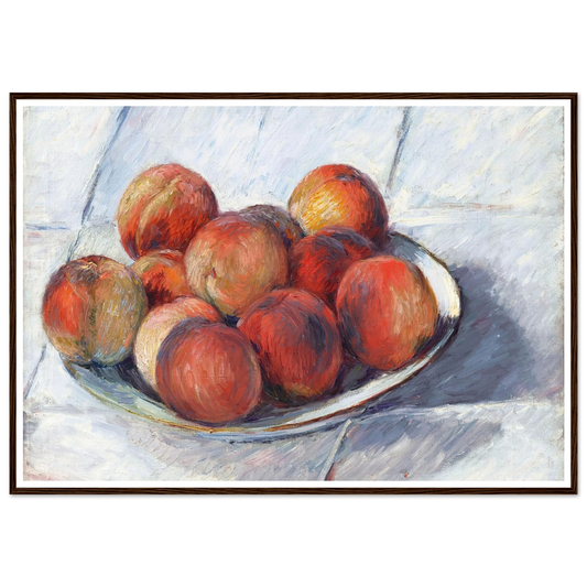 L’Assiette de pêches (circa 1882) Art Print | Gustave Caillebotte - Framed Poster - 30x40 cm / 12x16″ - Black frame