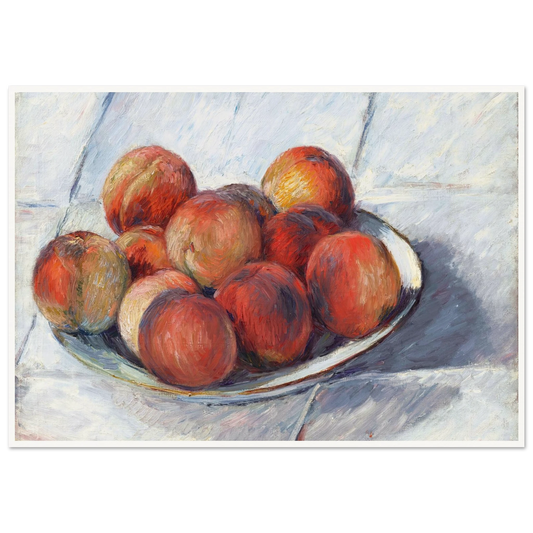 L’Assiette de pêches (circa 1882) Art Print | Gustave Caillebotte - Framed Poster - 30x40 cm / 12x16″ - Black frame