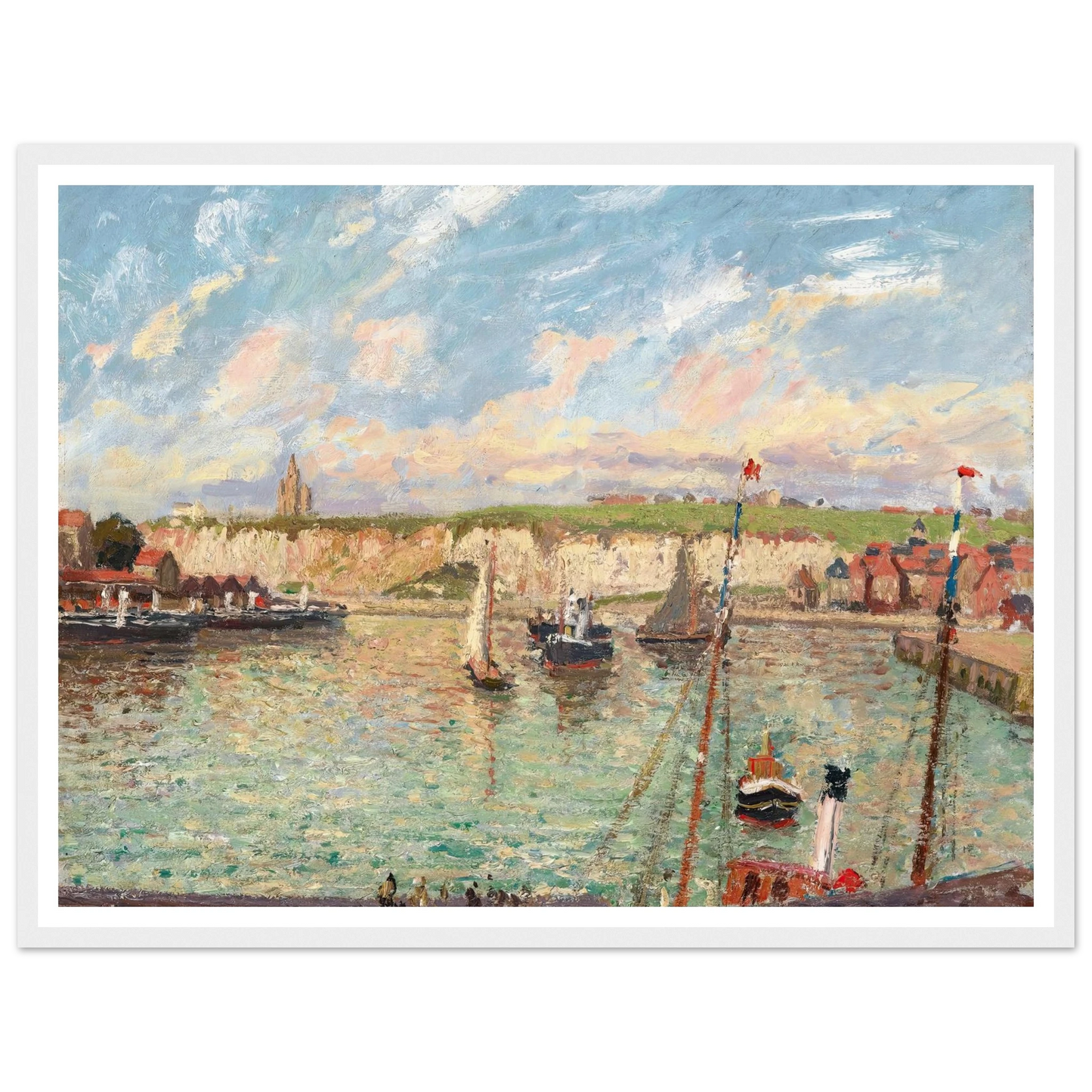 L’avant-Port De Dieppe, Après-Midi, Temps Lumineux (1902) Art Print | Camille Pissarro - Framed Poster - 30x40 cm / 12x16″ - Black frame