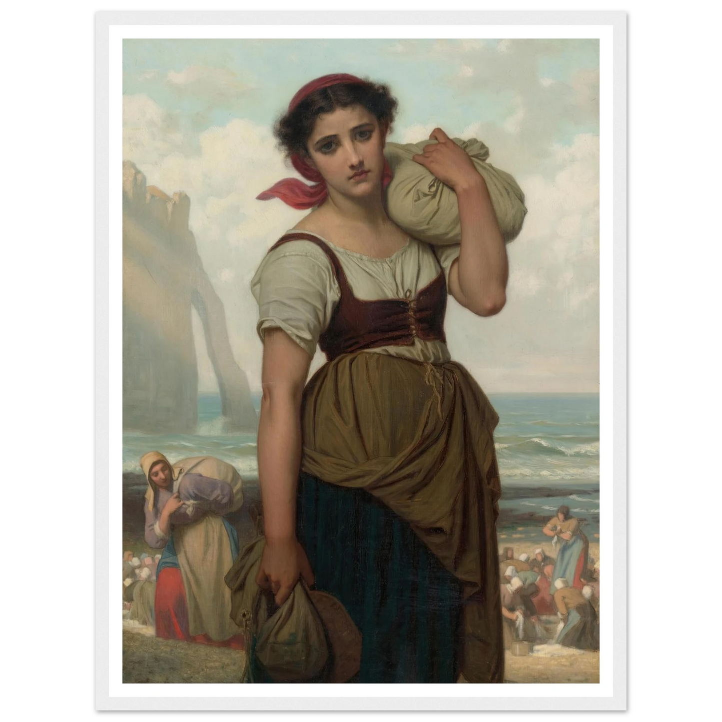 Laveuse D’étretat (1869) Art Print | Hugues Merle - Framed Poster - 30x40 cm / 12x16″ - Black frame