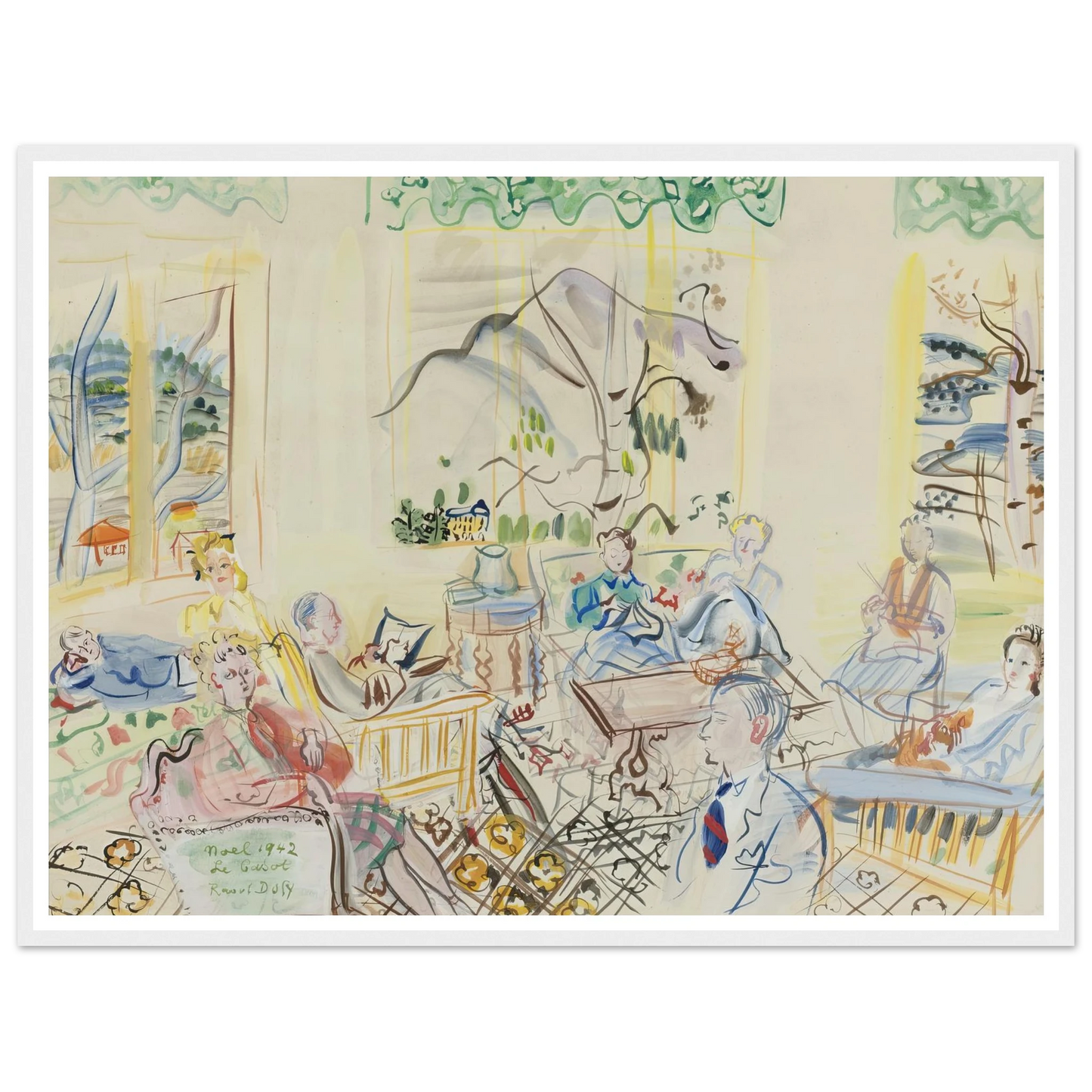 ‘Le Casot’ À vernet-les-bains, noel (1942) Art Print | Raoul Dufy - Framed Poster - 30x40 cm / 12x16″ - Black frame