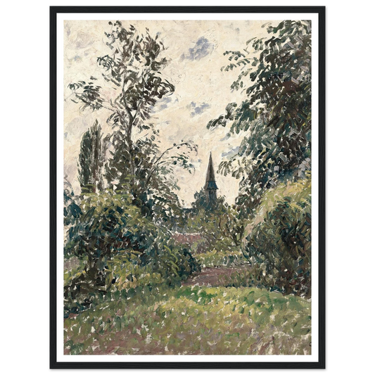 Le Clocher de Bazincourt (1895) Art Print | Camille Pissarro - Framed Poster - 30x40 cm / 12x16″ - Black frame
