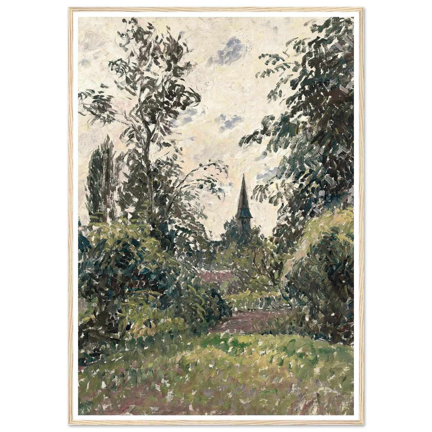 Le Clocher de Bazincourt (1895) Art Print | Camille Pissarro - Framed Poster - 30x40 cm / 12x16″ - Black frame