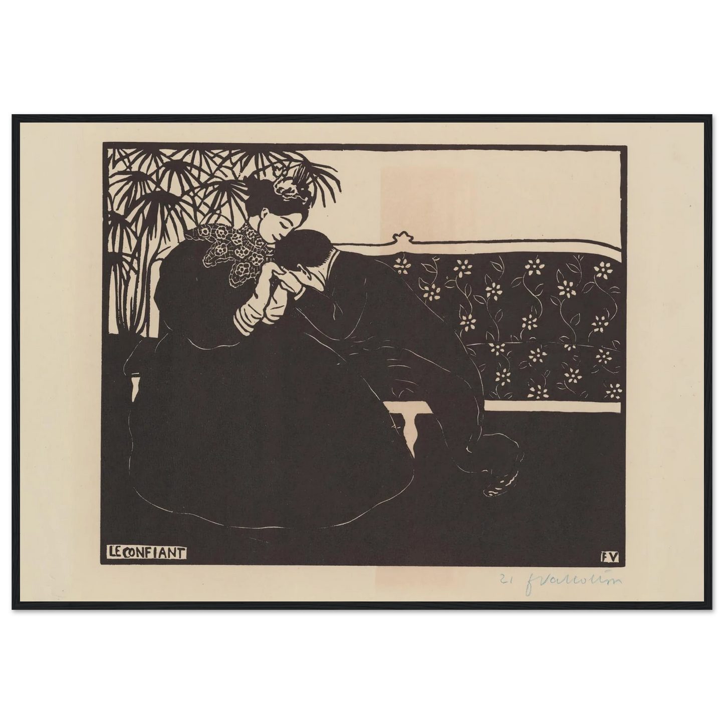Le confiant (1895) Art Print | Felix Vallotton - Framed Poster - 30x40 cm / 12x16″ - Black frame