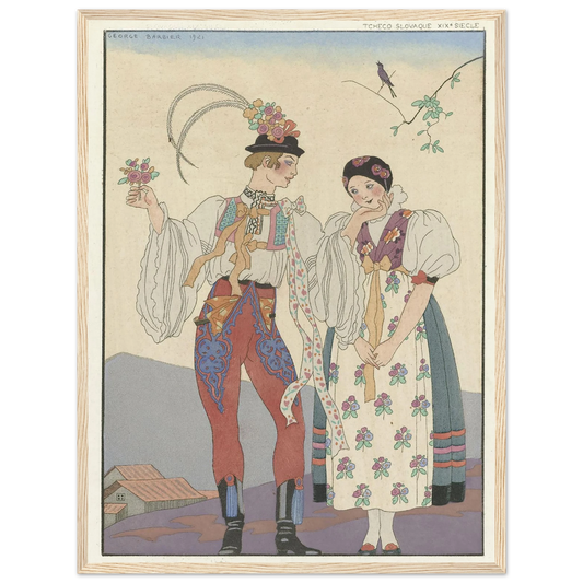 Le Coq du Village (1921) Art Print | George Barbier - Framed Poster - 30x40 cm / 12x16″ - Black frame