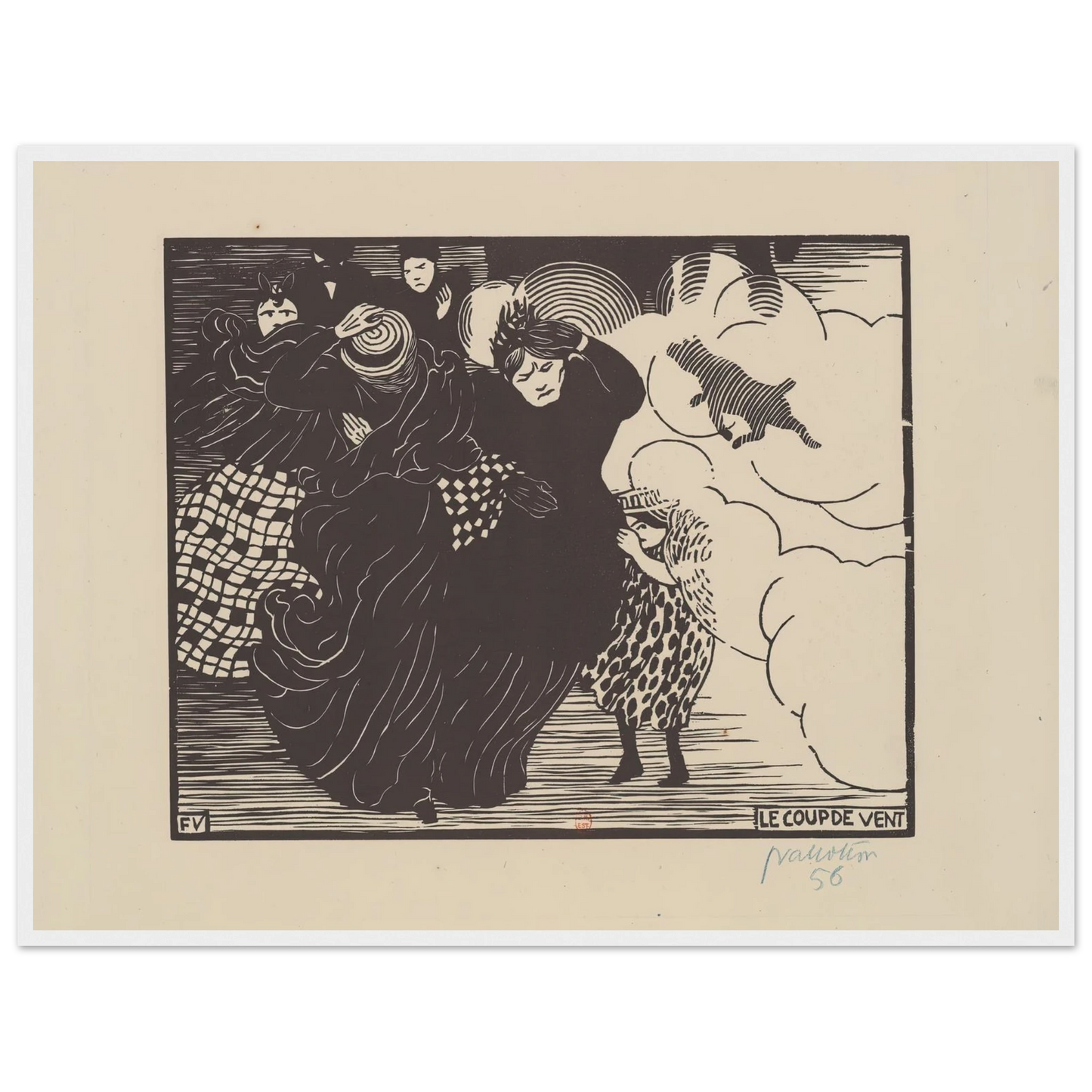 Le coup de vent (1894) Art Print | Felix Vallotton - Framed Poster - 30x40 cm / 12x16″ - Black frame