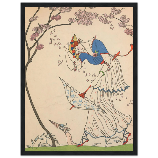 Le Coup de Vent (1914) Art Print | George Barbier - Framed Poster - 30x40 cm / 12x16″ - Black frame