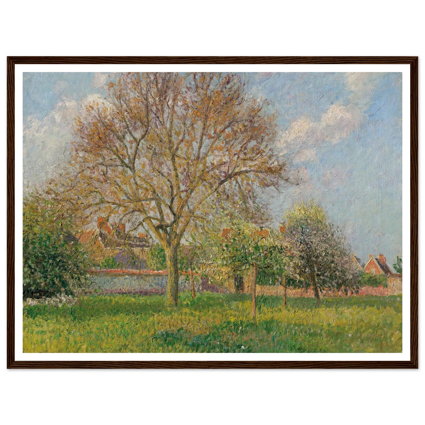 Le grand noyer à Éragny, après-midi (1900) Art Print | Camille Pissarro - Framed Poster - 30x40 cm / 12x16″ - Black frame