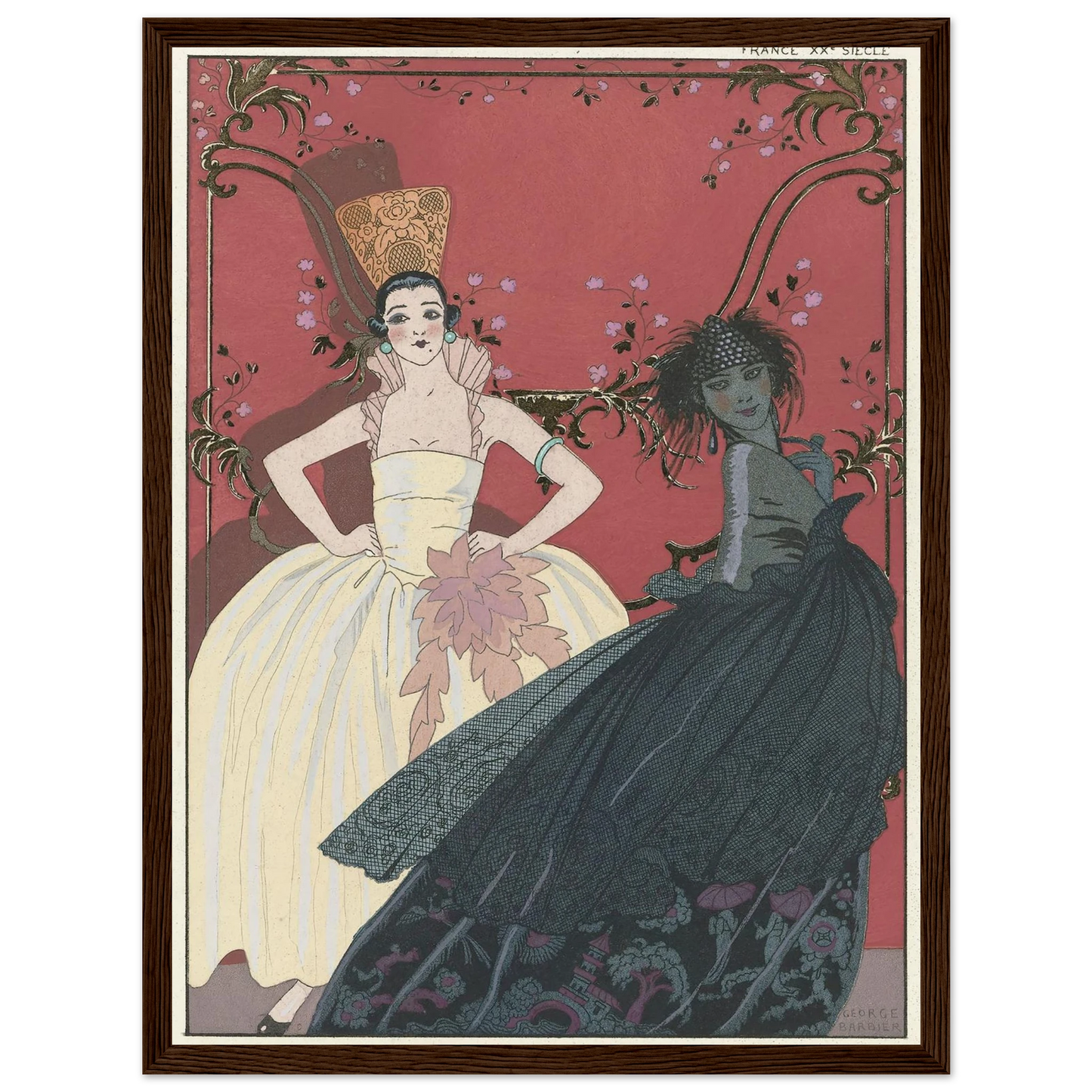 Le Jour et la Nuit (1922) Art Print | George Barbier - Framed Poster - 30x40 cm / 12x16″ - Black frame