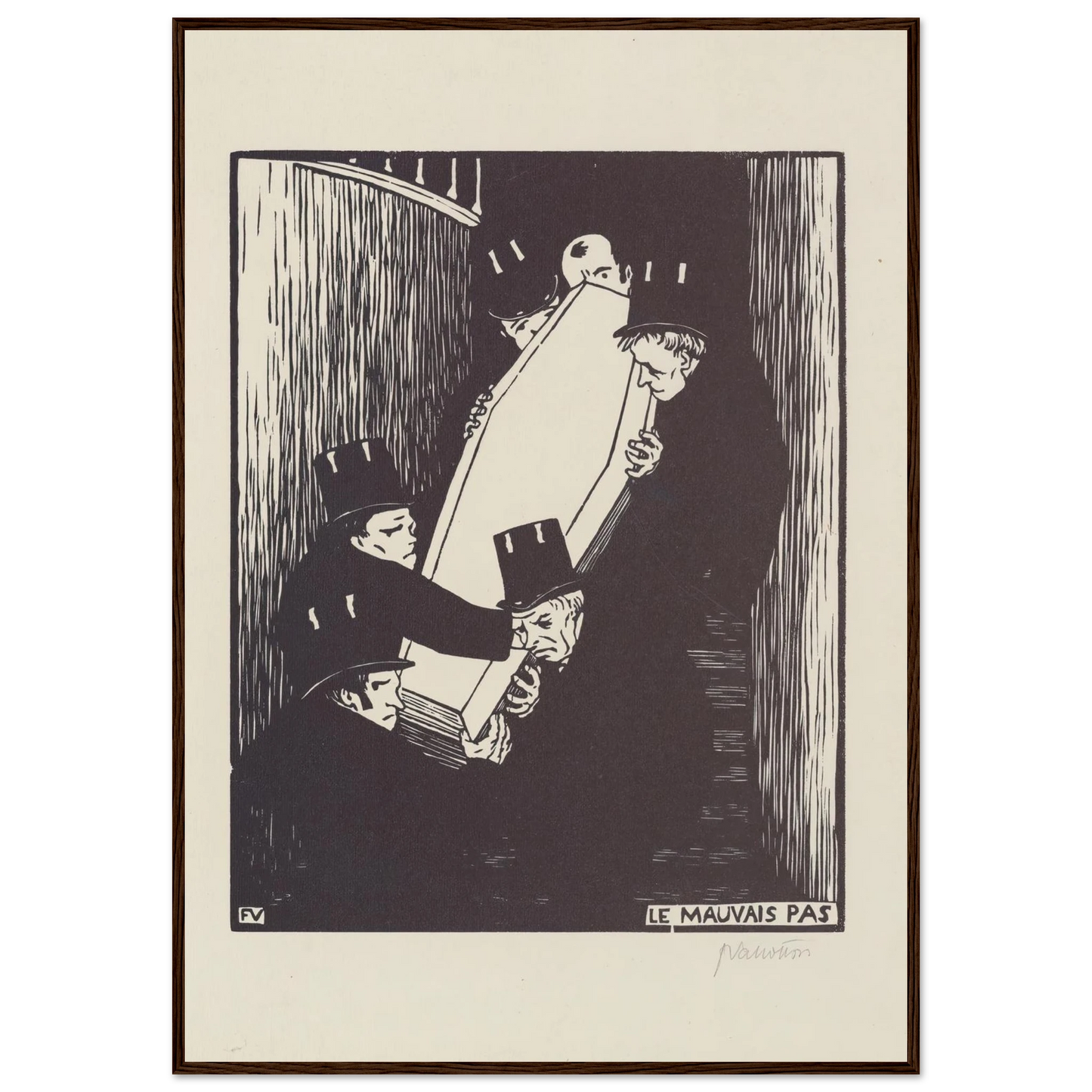 Le mauvais pas (1893) Art Print | Felix Vallotton - Framed Poster - 30x40 cm / 12x16″ - Black frame