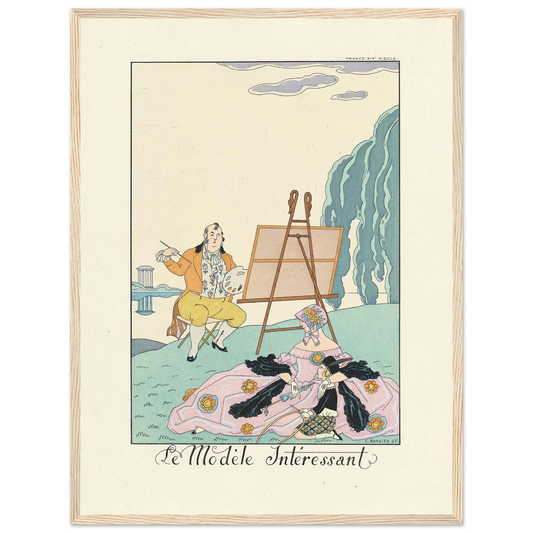 Le Modèle Intéressant(The Interesting Model) (1922–1926) Art Print | George Barbier - Framed Poster - 30x40 cm / 12x16″ - Black frame