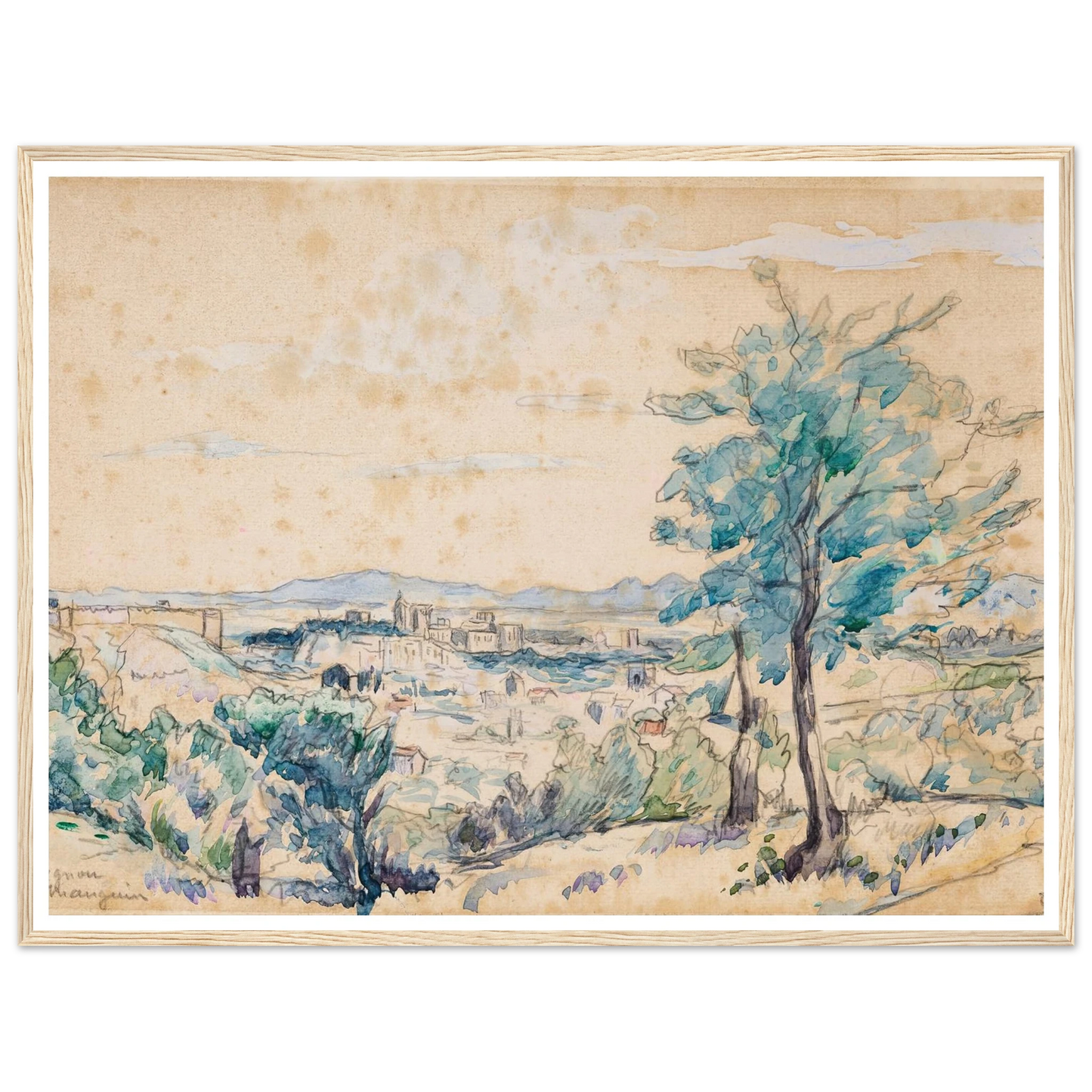 Le Palais des Papes – Avignon (1927) Art Print | Henri Manguin - Framed Poster - 30x40 cm / 12x16″ - Black frame