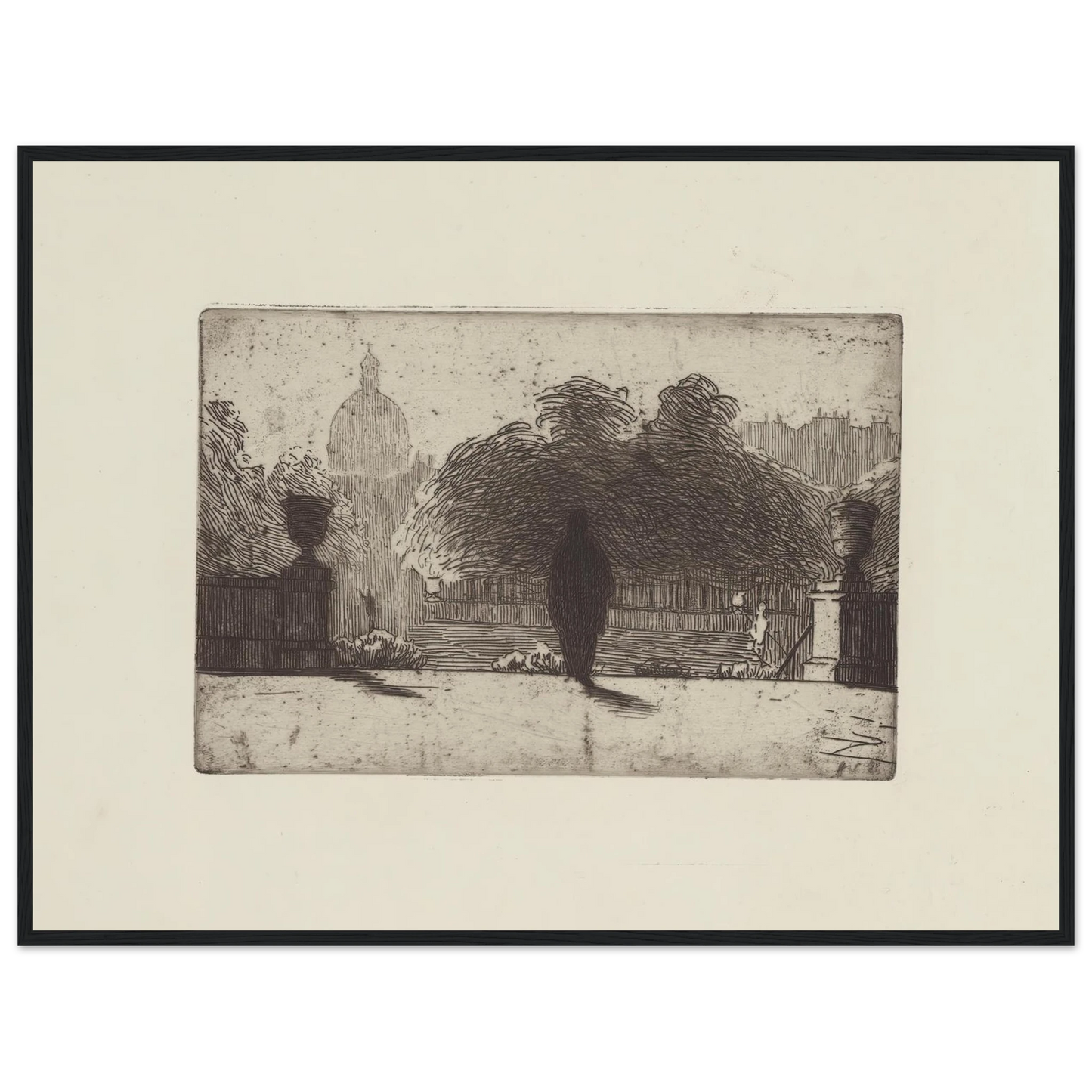 Le Panthéon vu du Luxembourg (1893) Art Print | Felix Vallotton - Framed Poster - 30x40 cm / 12x16″ - Black frame