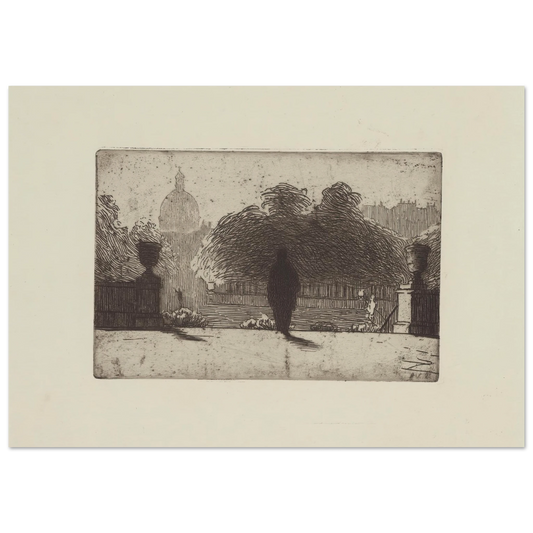 Le Panthéon vu du Luxembourg (1893) Art Print | Felix Vallotton - Framed Poster - 30x40 cm / 12x16″ - Black frame
