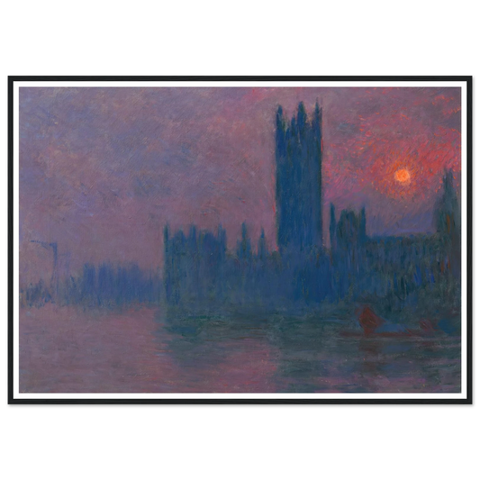 Le Parlement, soleil couchant (1900-1903) Art Print | Claude Monet - Framed Poster - 30x40 cm / 12x16″ - Black frame