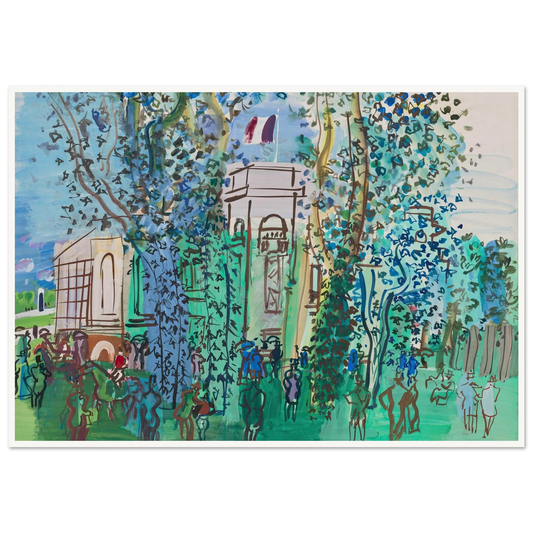 Le Pesage à Deauville (circa 1930) Art Print | Raoul Dufy - Framed Poster - 30x40 cm / 12x16″ - Black frame