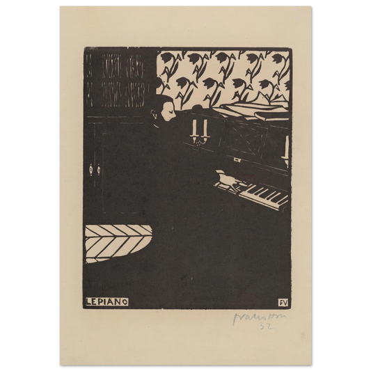 Le piano (1896) Art Print | Felix Vallotton - Framed Poster - 30x40 cm / 12x16″ - Black frame
