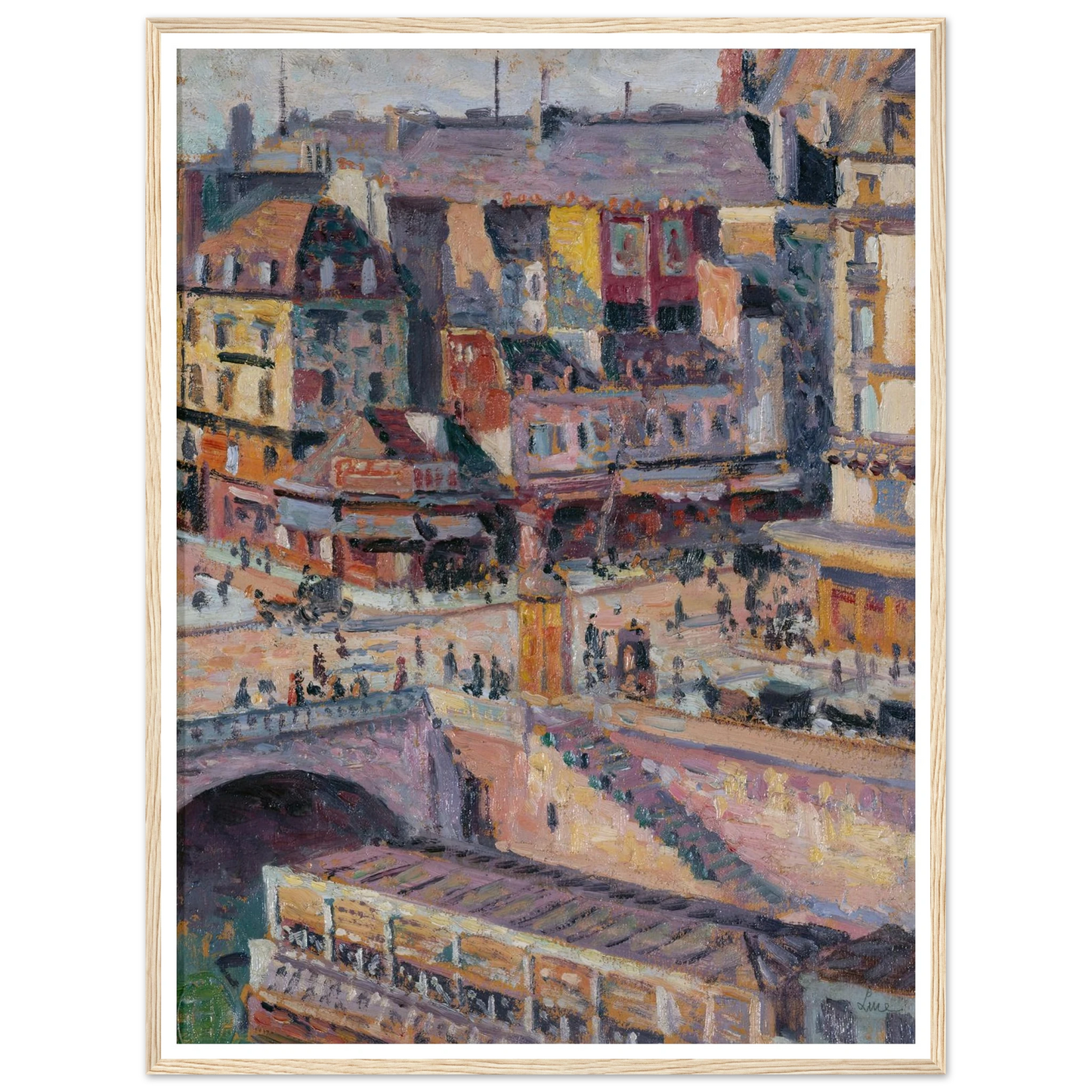 Le pont Saint-Michel et le quai des Orfèvres (before 1936) Art Print | Maximilien Luce - Framed Poster - 30x40 cm / 12x16″ - Black frame