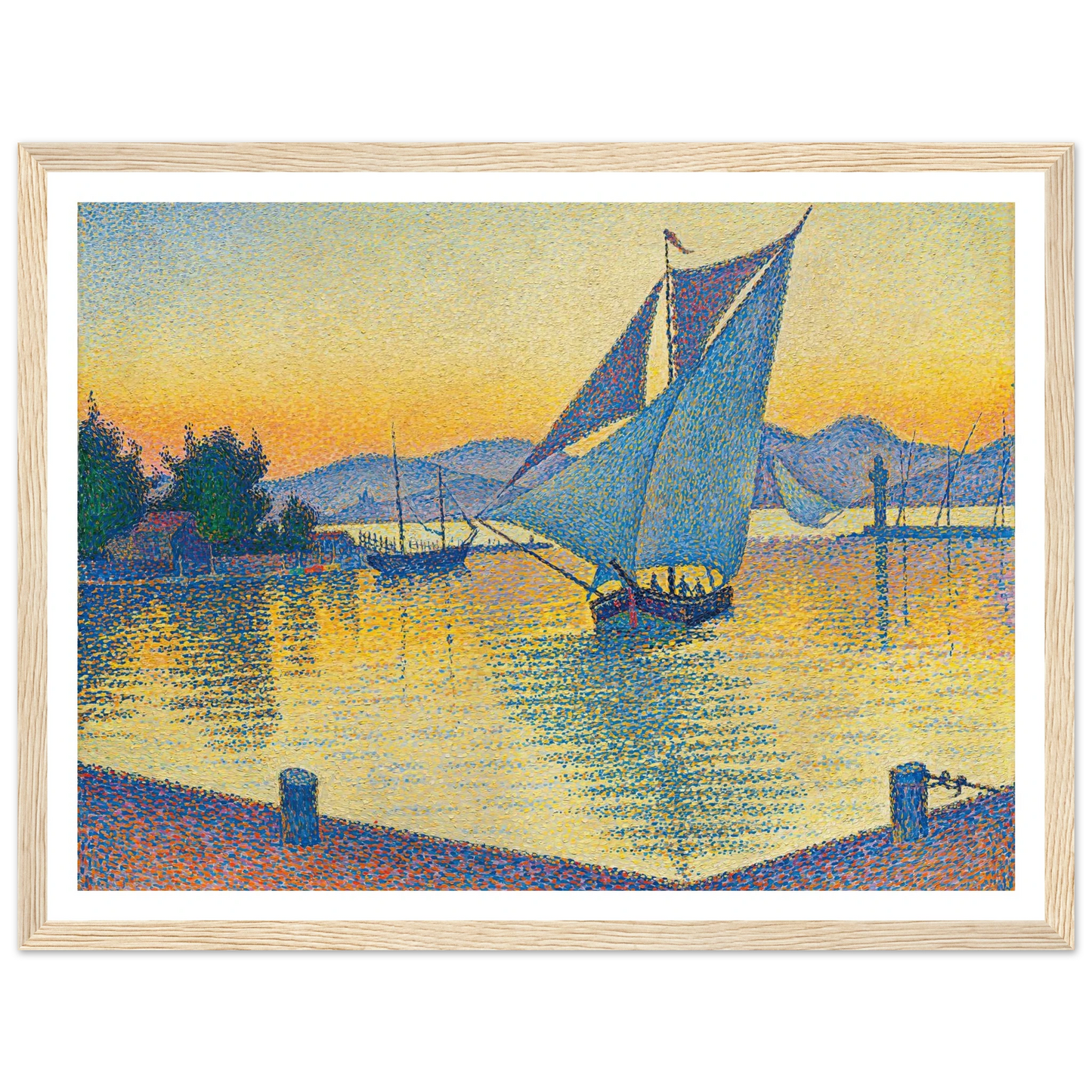 Le Port Au Soleil Couchant, Opus 236 (Saint-Tropez) (1892) Art Print | Paul Signac - Framed Poster - 30x40 cm / 12x16″ - Black frame