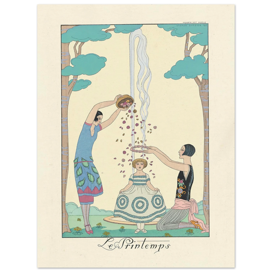 Le Printemps (Spring) (1922–1926) Art Print | George Barbier - Framed Poster - 30x40 cm / 12x16″ - Black frame