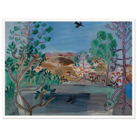Le réservoir à Golfe-Juan, à l’oiseau (1927) Art Print | Raoul Dufy - Framed Poster - 30x40 cm / 12x16″ - Black frame