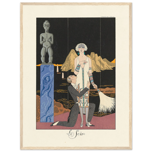 Le Soir (Evening) (1922–1926) Art Print | George Barbier - Framed Poster - 30x40 cm / 12x16″ - Black frame