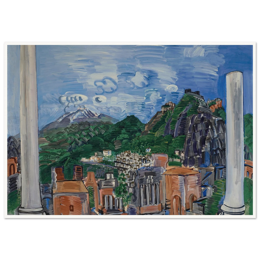Le théâtre antique de Taormina (1923) Art Print | Raoul Dufy - Framed Poster - 30x40 cm / 12x16″ - Black frame
